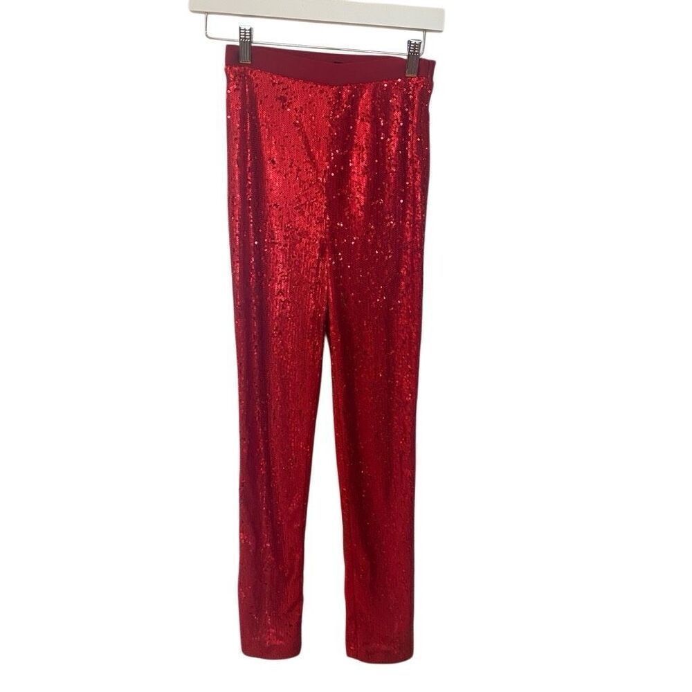 NBD  sequin leggings red XXS